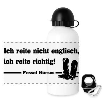 Westernreiter - Panorama Trinkflasche mit Deckel 500 ml - Weiß - Vorne