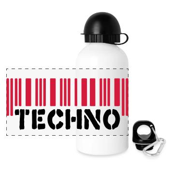 Techno__V002 - Panorama Trinkflasche mit Deckel 500 ml - Weiß - Vorne