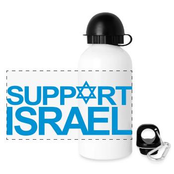 SUPPORT ISRAEL - Panorama Trinkflasche mit Deckel 500 ml - Weiß - Vorne