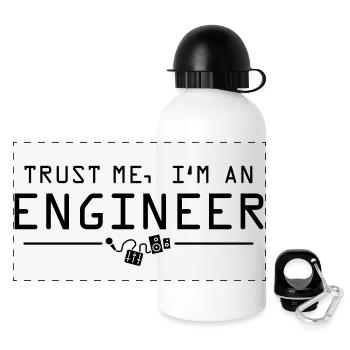Trust me I'm an engineer - Panorama Trinkflasche mit Deckel 500 ml - Weiß - Vorne