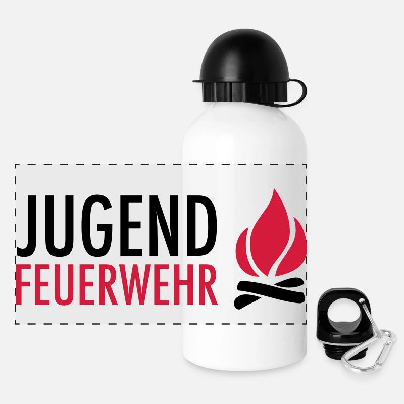 Young firefighters with flame - Panoramic Thermal Bottle with Lid 500 ml - white