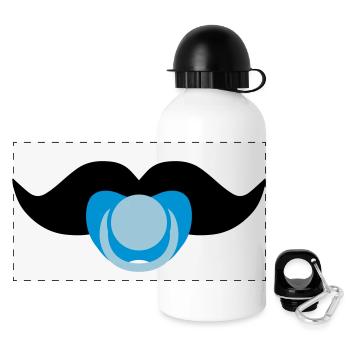 Baby-Schnurrbart - Panorama Trinkflasche mit Deckel 500 ml - Weiß - Vorne