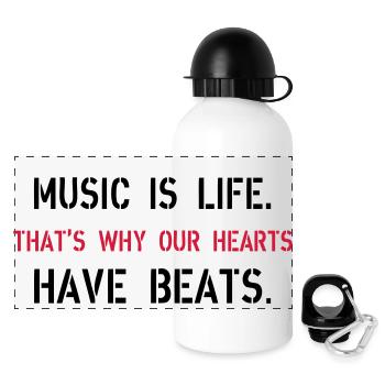Music Is Life - Gourde panoramique avec couvercle 500 ml - blanc - Devant