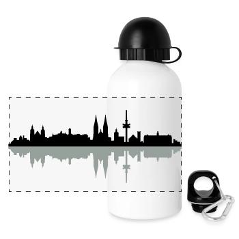 Skyline Regensburg - Panorama Trinkflasche mit Deckel 500 ml - Weiß - Vorne