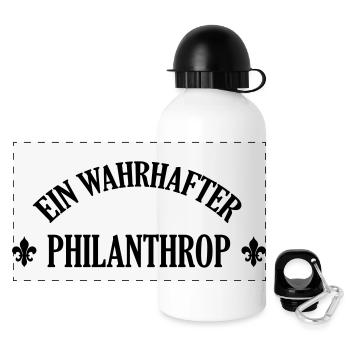 Philanthrop Philanthropin Menschenfreund Moral - Panorama Trinkflasche mit Deckel 500 ml - Weiß - Vorne