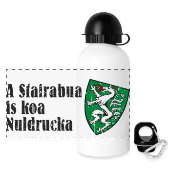 A Steirabua is koa Nudlrucka Wappen Steiermark - Panorama Trinkflasche mit Deckel 500 ml - Weiß - Vorne