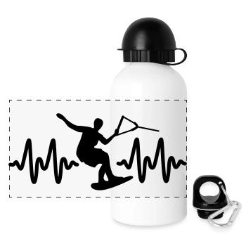 wakeboarden - Panorama Trinkflasche mit Deckel 500 ml - Weiß - Vorne