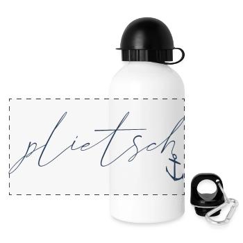 plietsch - intelligent clever smart - platt eben - Panorama Trinkflasche mit Deckel 500 ml - Weiß - Vorne