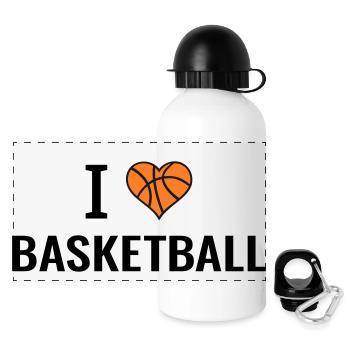 I love Basketball Basketballer Geschenkidee - Panorama Trinkflasche mit Deckel 500 ml - Weiß - Vorne