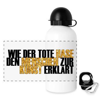 Titel Wie der tote hase BLACK - Panorama Trinkflasche mit Deckel 500 ml - Weiß - Vorne