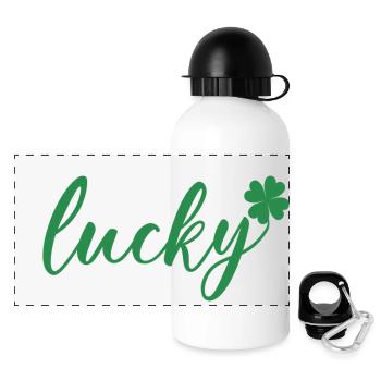 St. Patrick's Day Geschenk Kleeblatt Männer, Frauen, Kinder - Panorama Trinkflasche mit Deckel 500 ml - Weiß - Vorne