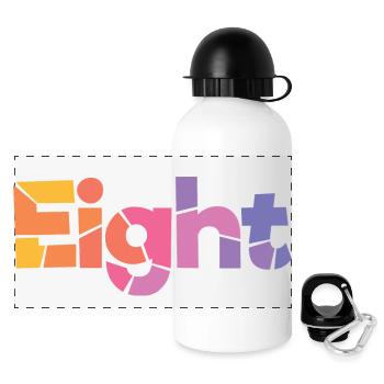 Eight - 8 Years Old Birthday, 8 Year Anniversary - Panoramic Thermal Bottle with Lid 500 ml - white - Front