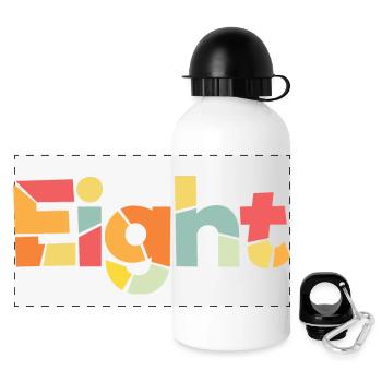 Eight - 8 Years Old Birthday, 8 Year Anniversary - Panoramic Thermal Bottle with Lid 500 ml - white - Front