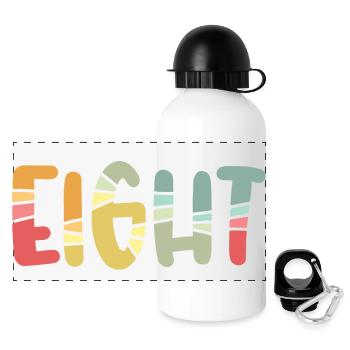 Eight - 8 Years Old Birthday, 8 Year Anniversary - Panoramic Thermal Bottle with Lid 500 ml - white - Front