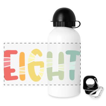 Eight - 8 Years Old Birthday, 8 Year Anniversary - Panoramic Thermal Bottle with Lid 500 ml - white - Front