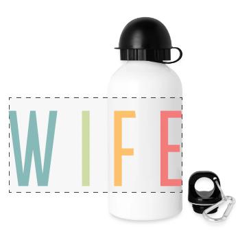 Retro Wife Matching Couple Wedding Party Mariage - Gourde panoramique avec couvercle 500 ml - blanc - Devant