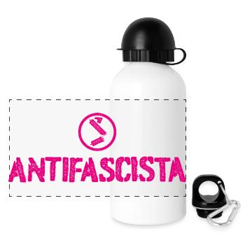 Antifasciste - Gourde panoramique avec couvercle 500 ml - blanc - Devant