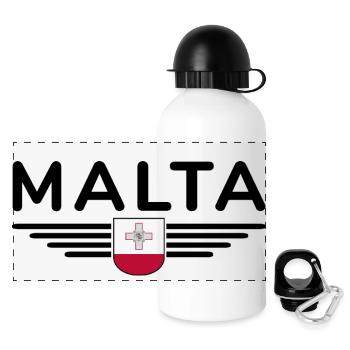 Malta T-Shirt – Für Insel-Fans - Panorama Trinkflasche mit Deckel 500 ml - Weiß - Vorne