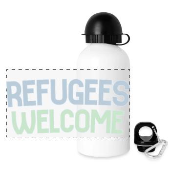 Refugees welcome retro - Panoramic Thermal Bottle with Lid 500 ml - white - Front