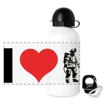 Pompier - Métier Design Sticker - Gourde panoramique avec couvercle 500 ml - blanc - Devant