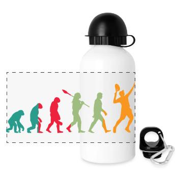 Tennis Evolution Retro - Panorama Trinkflasche mit Deckel 500 ml - Weiß - Vorne