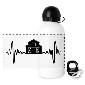 Bauernhof Kardiogramm - Panorama Trinkflasche mit Deckel 500 ml - Weiß - Vorne