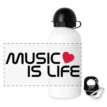 music is life heart FR - Gourde panoramique avec couvercle 500 ml - blanc - Devant