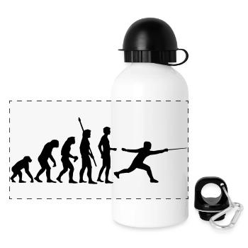 evolution_fechter_b - Panorama Trinkflasche mit Deckel 500 ml - Weiß - Vorne