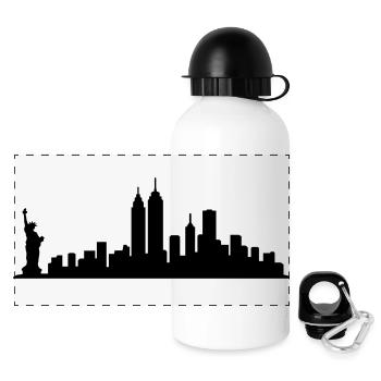 NYC-Skyline - Panorama Trinkflasche mit Deckel 500 ml - Weiß - Vorne