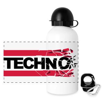Techno shattered - Panorama Trinkflasche mit Deckel 500 ml - Weiß - Vorne