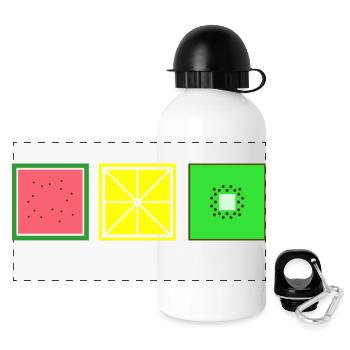 DIGITAL FRUITS - Pixel Melone - Zitrone - Kiwi - Panorama Trinkflasche mit Deckel 500 ml - Weiß - Vorne