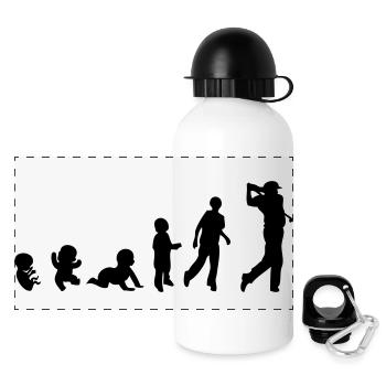 Evolution Mensch Männer sports Golf 1 - Panorama Trinkflasche mit Deckel 500 ml - Weiß - Vorne