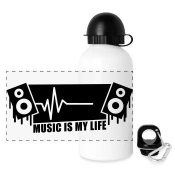 music_is_my_life___f1 - Gourde panoramique avec couvercle 500 ml - blanc - Devant