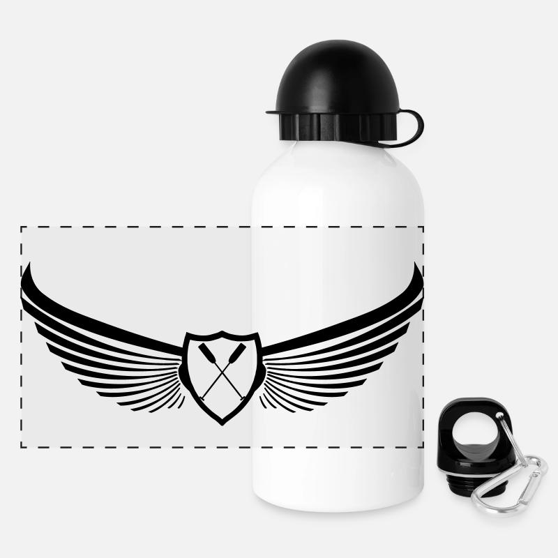 Drachenboot Emblem Banner Logo Paddel 1c - Panorama Trinkflasche mit Deckel 500 ml - Weiß
