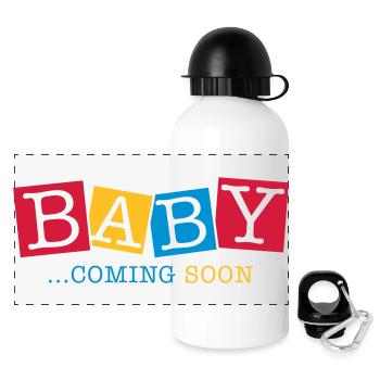 baby_coming_soon_ge3 - Panoramic Thermal Bottle with Lid 500 ml - white - Front