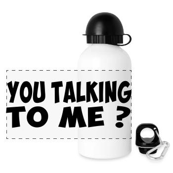 you talking to me citation humour slogan badass - Gourde panoramique avec couvercle 500 ml - blanc - Devant