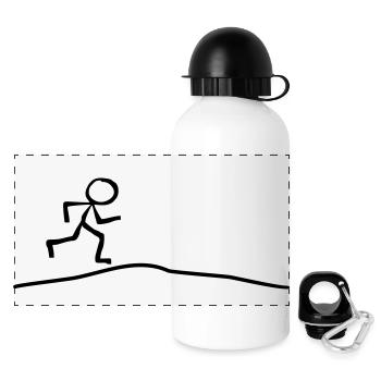 Strichmännchen läuft Steigung - Panorama Trinkflasche mit Deckel 500 ml - Weiß - Vorne