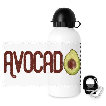 Trendy Yummy Avocado Grunge Style Text - Panorama Trinkflasche mit Deckel 500 ml - Weiß - Vorne