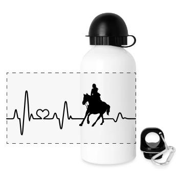 Horse Rider Riding Girl Heartbeat Rider - Panoramic Thermal Bottle with Lid 500 ml - white - Front