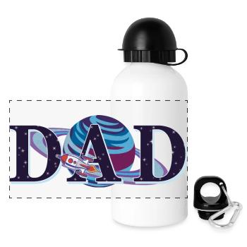 Papa vaisseau spatial planète fête des pères assorti pour les hommes - Gourde panoramique avec couvercle 500 ml - blanc - Devant