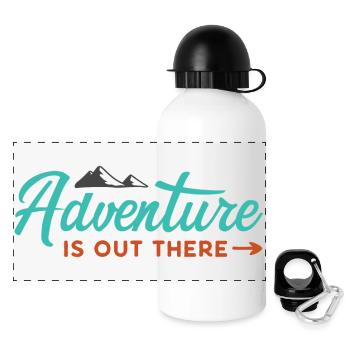 Abenteuer ist da draußen - Panorama Trinkflasche mit Deckel 500 ml - Weiß - Vorne