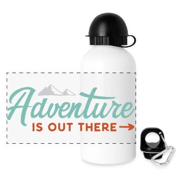 Abenteuer ist da draußen - Panorama Trinkflasche mit Deckel 500 ml - Weiß - Vorne