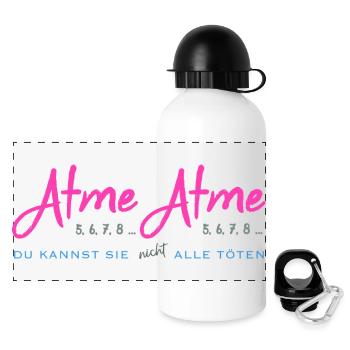 Bürotasse Atme - Du kannst sie nicht alle töten - Panorama Trinkflasche mit Deckel 500 ml - Weiß - Vorne