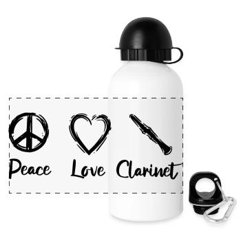 I love clarinet - Panoramic Thermal Bottle with Lid 500 ml - white - Front