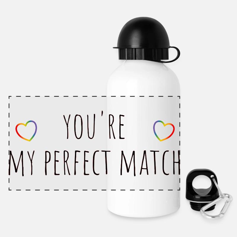 You're My Perfect Match Rainbow - Panoramic Thermal Bottle with Lid 500 ml - white