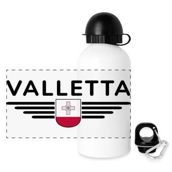 Valletta T-Shirt – Malta Fans Design - Panorama Trinkflasche mit Deckel 500 ml - Weiß - Vorne