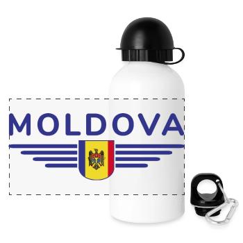 Moldau T-Shirt – Stolz auf Moldawien - Panorama Trinkflasche mit Deckel 500 ml - Weiß - Vorne