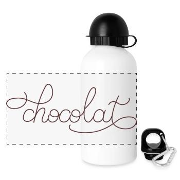 chocolat - Gourde panoramique avec couvercle 500 ml - blanc - Devant