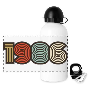 1986 rétro vintage - Gourde panoramique avec couvercle 500 ml - blanc - Devant