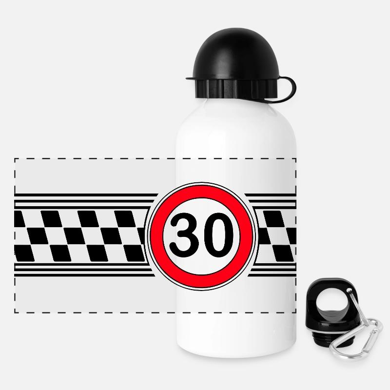 30e anniversaire du drapeau de course - Gourde panoramique avec couvercle 500 ml - blanc